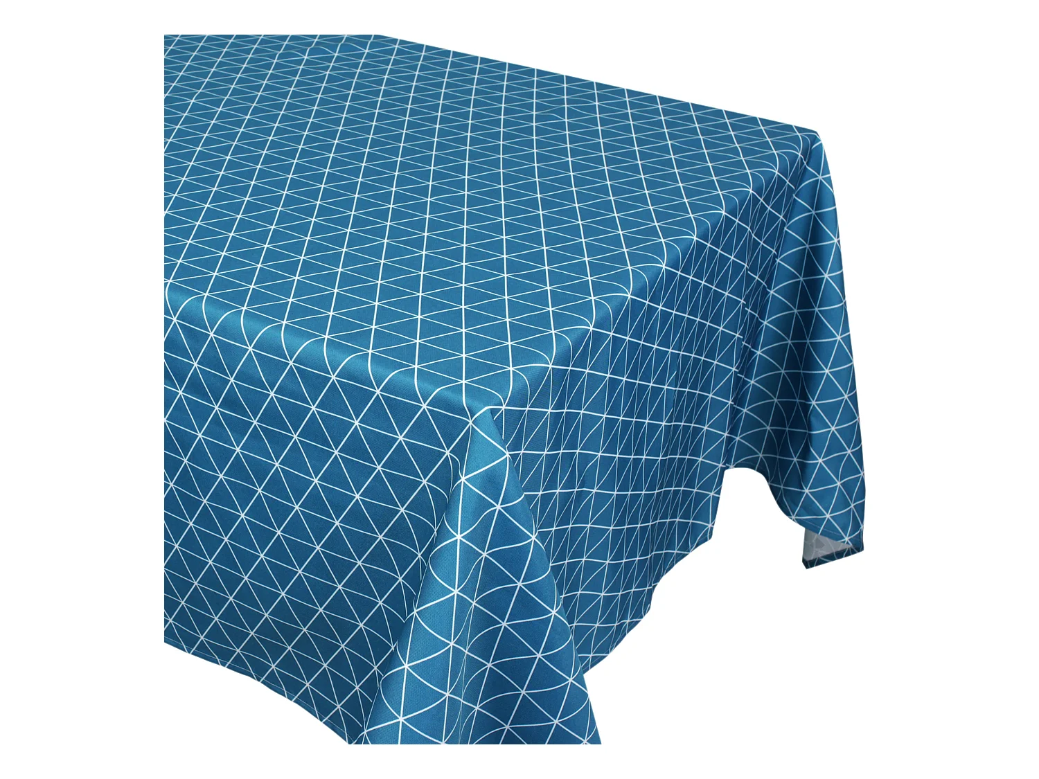 Nappe rectangle 150x300 cm imprimée 100% polyester PACO géométrique bleu curacao