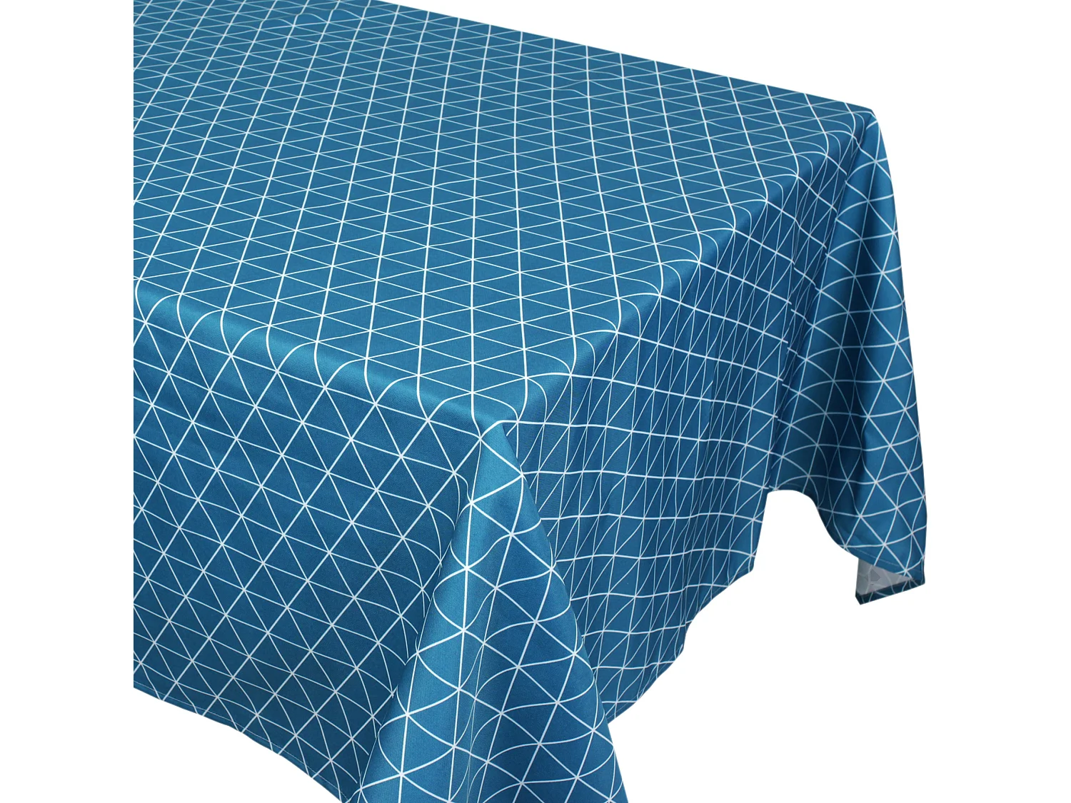 Nappe rectangle 150x300 cm imprimée 100% polyester PACO géométrique bleu curacao