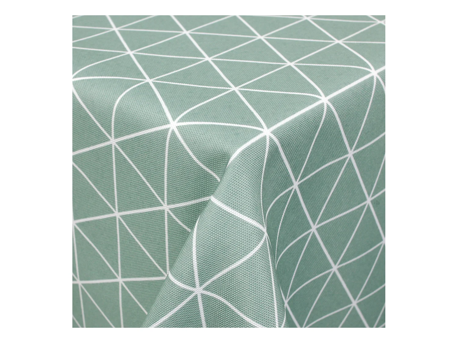 Nappe rectangle 150x250 cm imprimée 100% polyester PACO géométrique vert thym