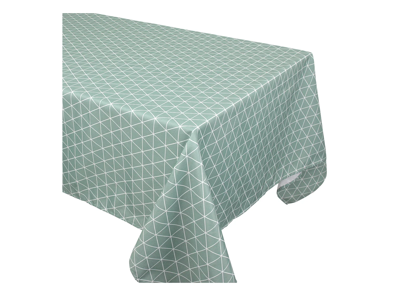 Nappe rectangle 150x200 cm imprimée 100% polyester PACO géométrique vert thym