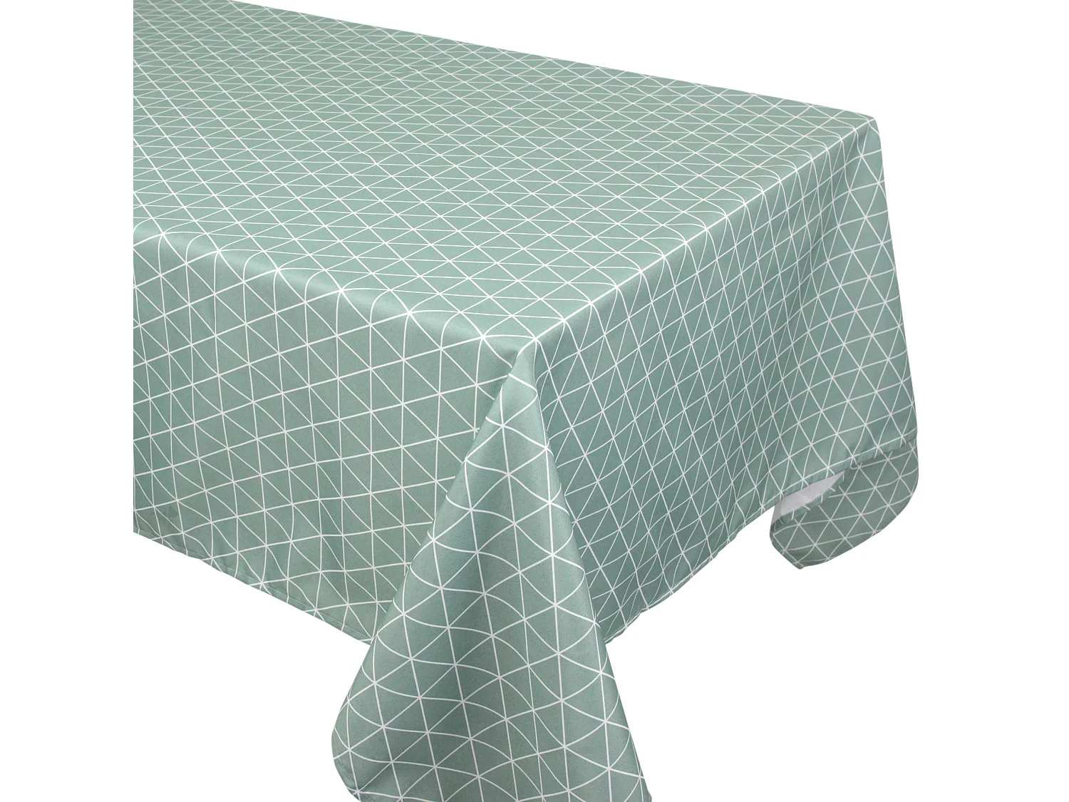 Nappe rectangle 150x200 cm imprimée 100% polyester PACO géométrique vert thym