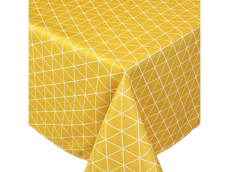 Nappe rectangle 150x250 cm imprimée 100% polyester PACO géométrique jaune Maïs