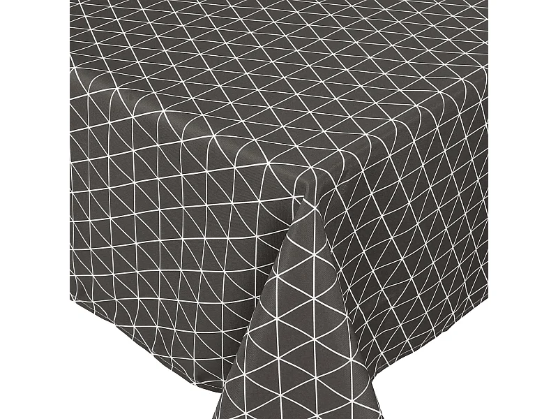 Nappe rectangle 150x300 cm imprimée 100% polyester PACO géométrique gris Poivre