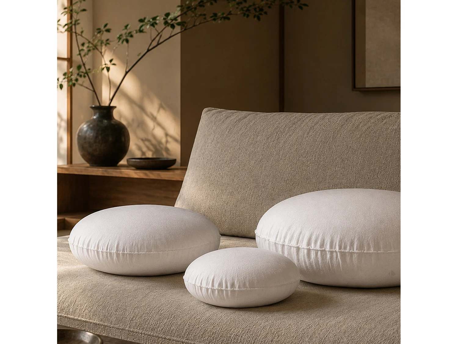 Coussin à recouvrir rond 60 cm C BULLET Blanc garnissage polyester