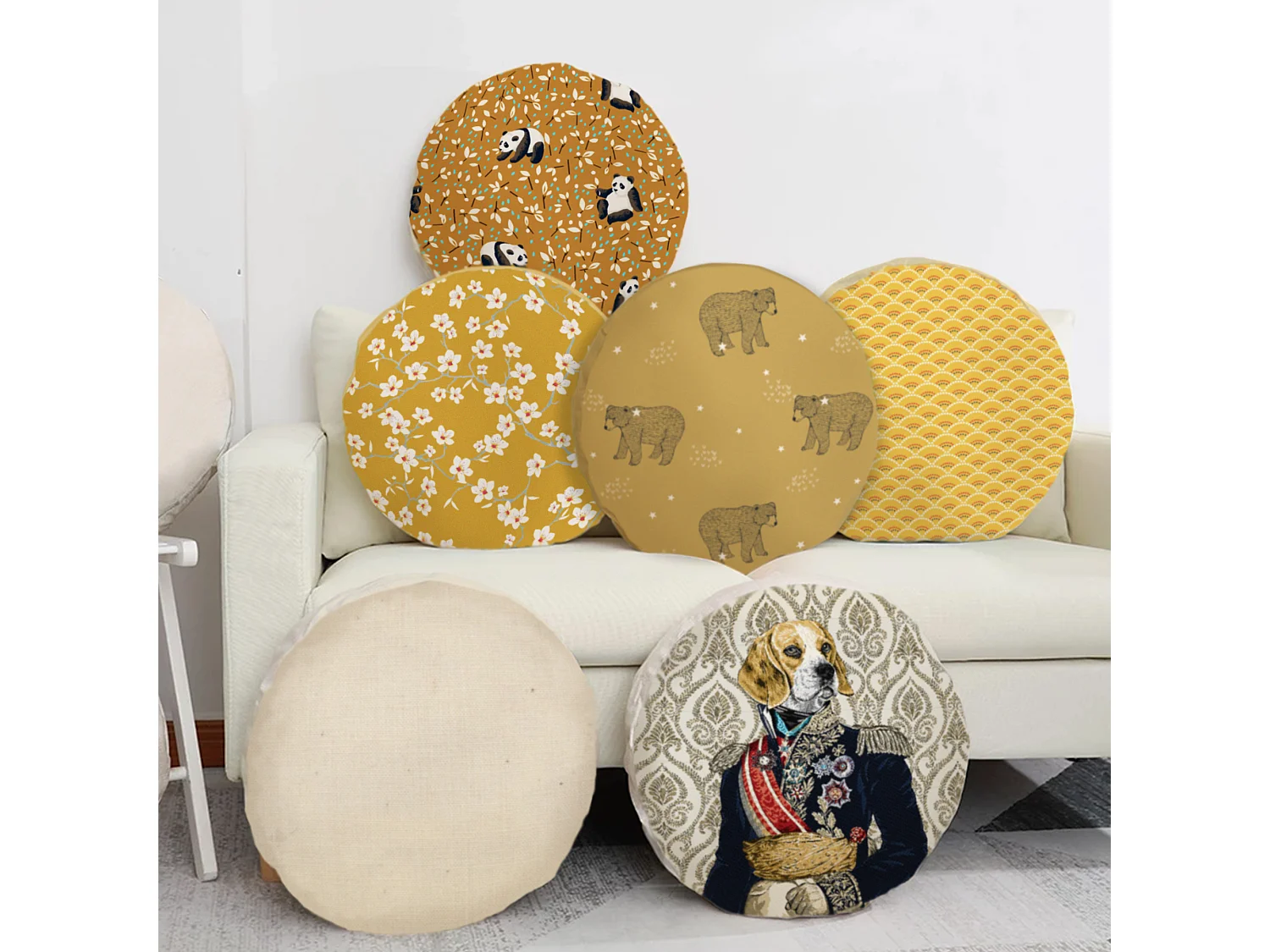 Coussin à recouvrir rond 80 cm C BULLET Blanc garnissage polyester