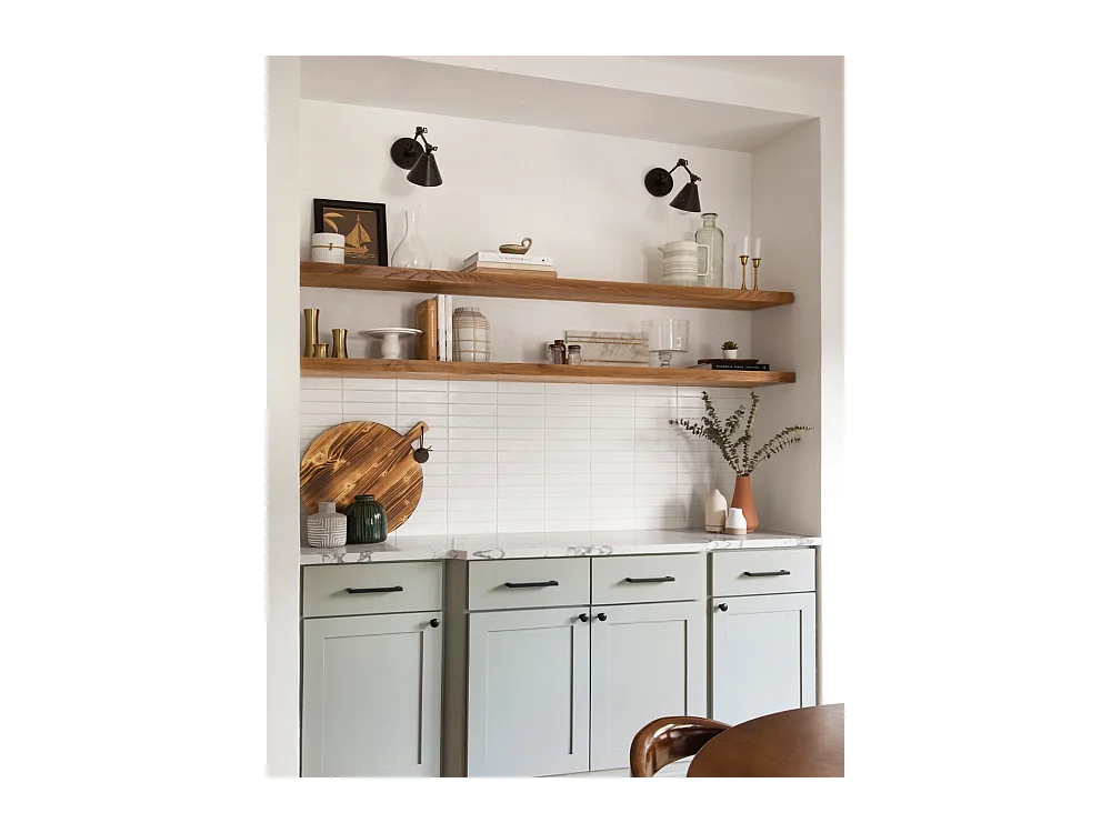 Set 2 scaffale da parete in legno massello tono marrone 180x3,2x20cm - MELVA - DECOWOOD