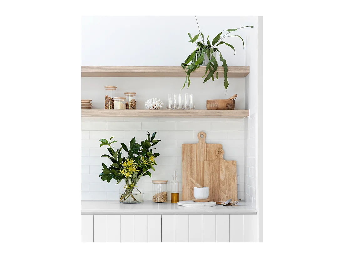 Pack 2 estanterías de madera maciza flotante natural 140x3,2x20cm - MELVA - DECOWOOD