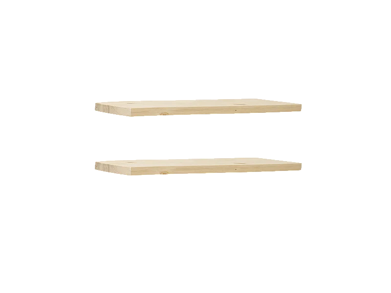 Set 2 scaffale da parete in legno massello tono naturale 140x3,2x20cm - MELVA - DECOWOOD