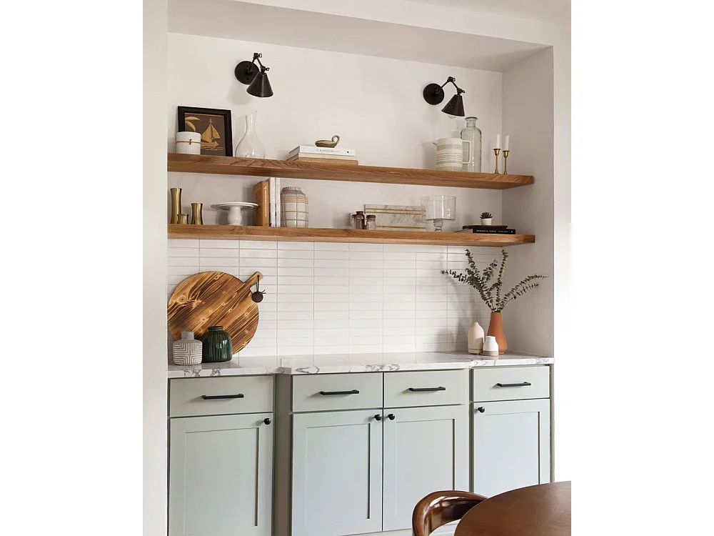 Set 2 scaffale da parete in legno massello tono marrone 100x3,2x20cm - MELVA - DECOWOOD