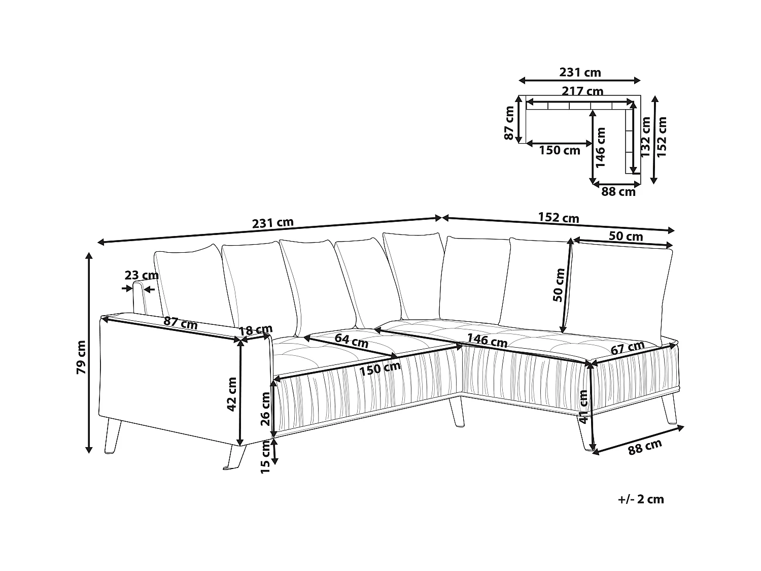 3-Sitzer Ecksofa mit vielen Kissen Samt grau linksseitig Glamour Modern Grena