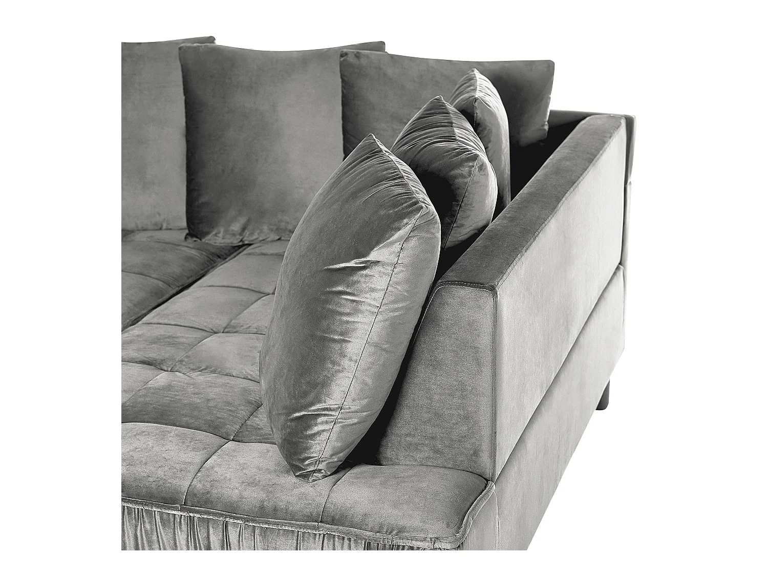 3-Sitzer Ecksofa mit vielen Kissen Samt grau linksseitig Glamour Modern Grena