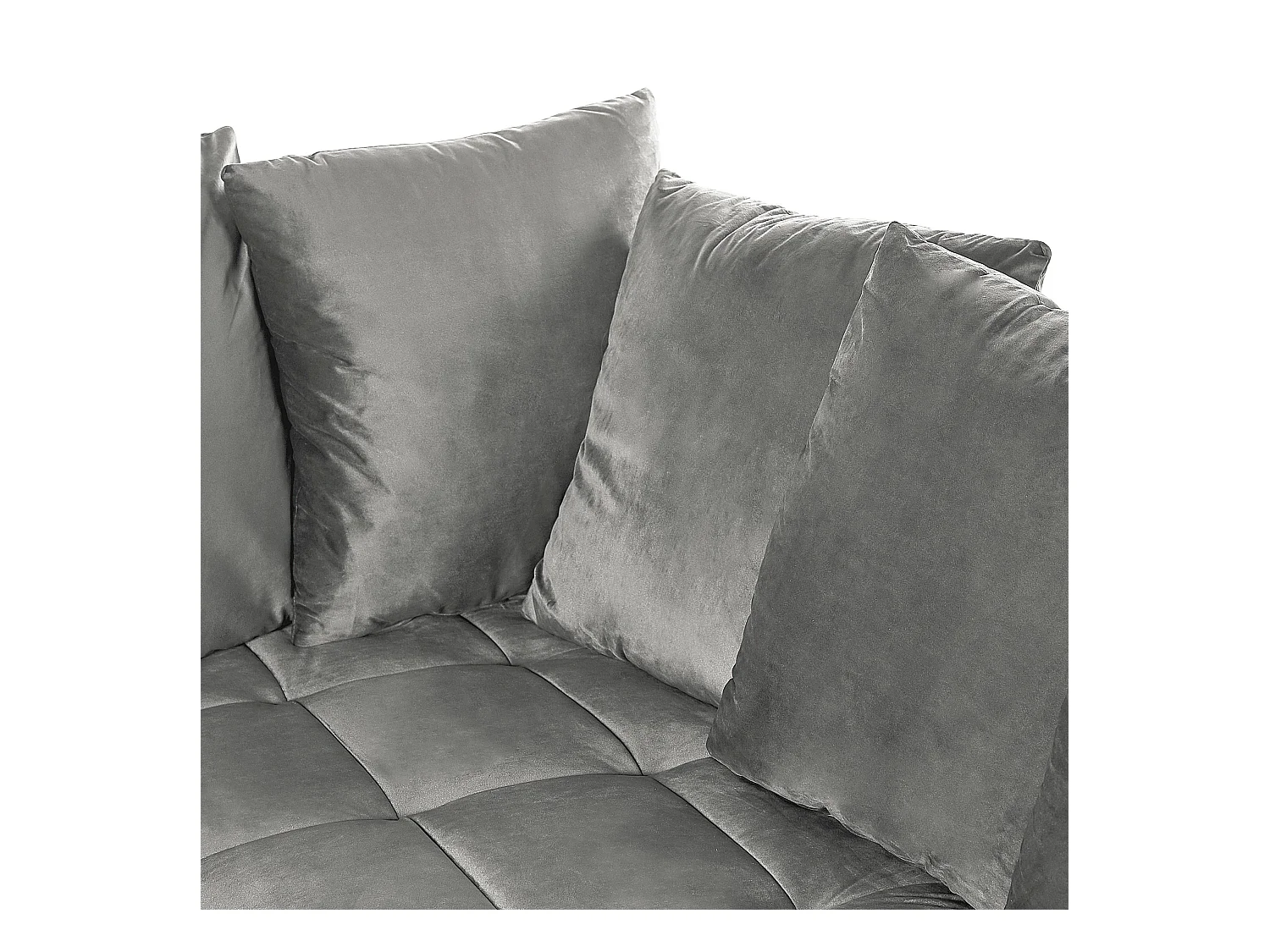 3-Sitzer Ecksofa mit vielen Kissen Samt grau linksseitig Glamour Modern Grena