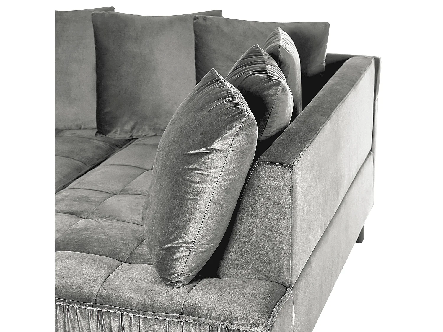 Canapé Moderne en Velours Gris d'Angle droite Pieds en Bois d'Eucalyptus Grena