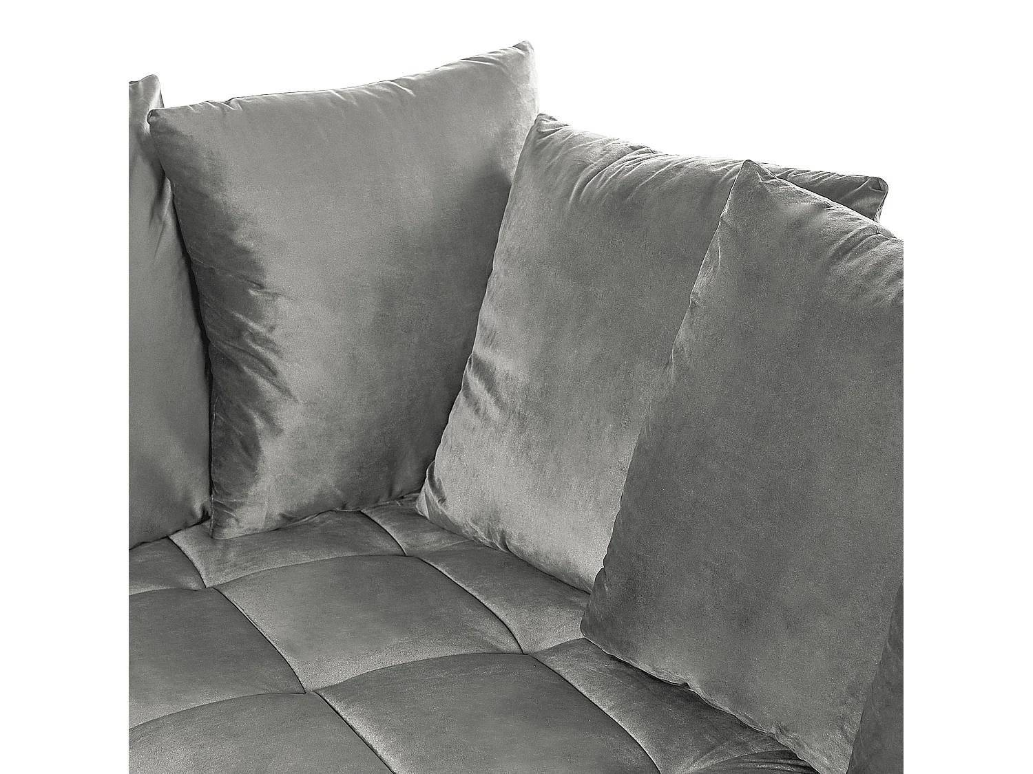 Canapé Moderne en Velours Gris d'Angle droite Pieds en Bois d'Eucalyptus Grena