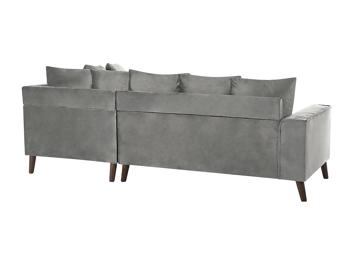 3-Sitzer Ecksofa mit vielen Kissen Samt grau linksseitig Glamour Modern Grena