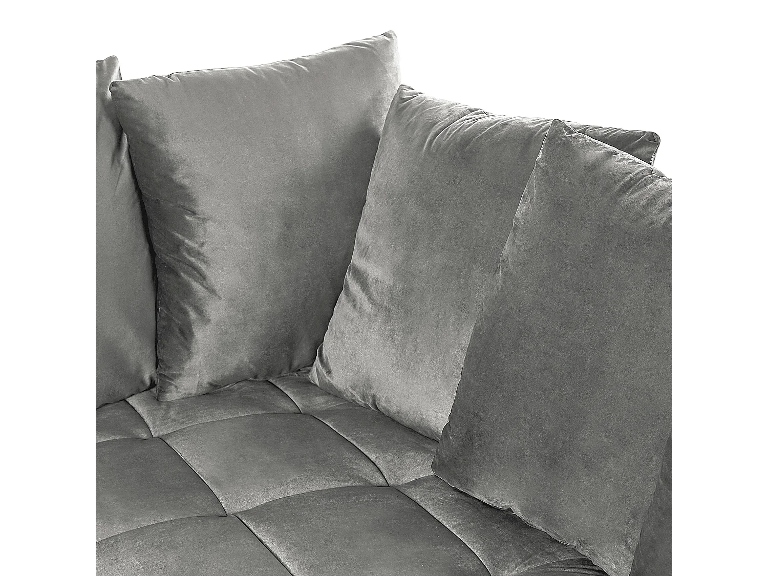 3-Sitzer Ecksofa mit vielen Kissen Samt grau linksseitig Glamour Modern Grena