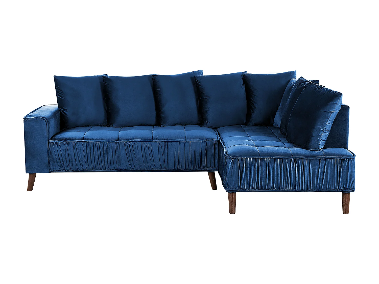 3-Sitzer Ecksofa mit vielen Kissen Samt blau linksseitig Glamour Modern Grena