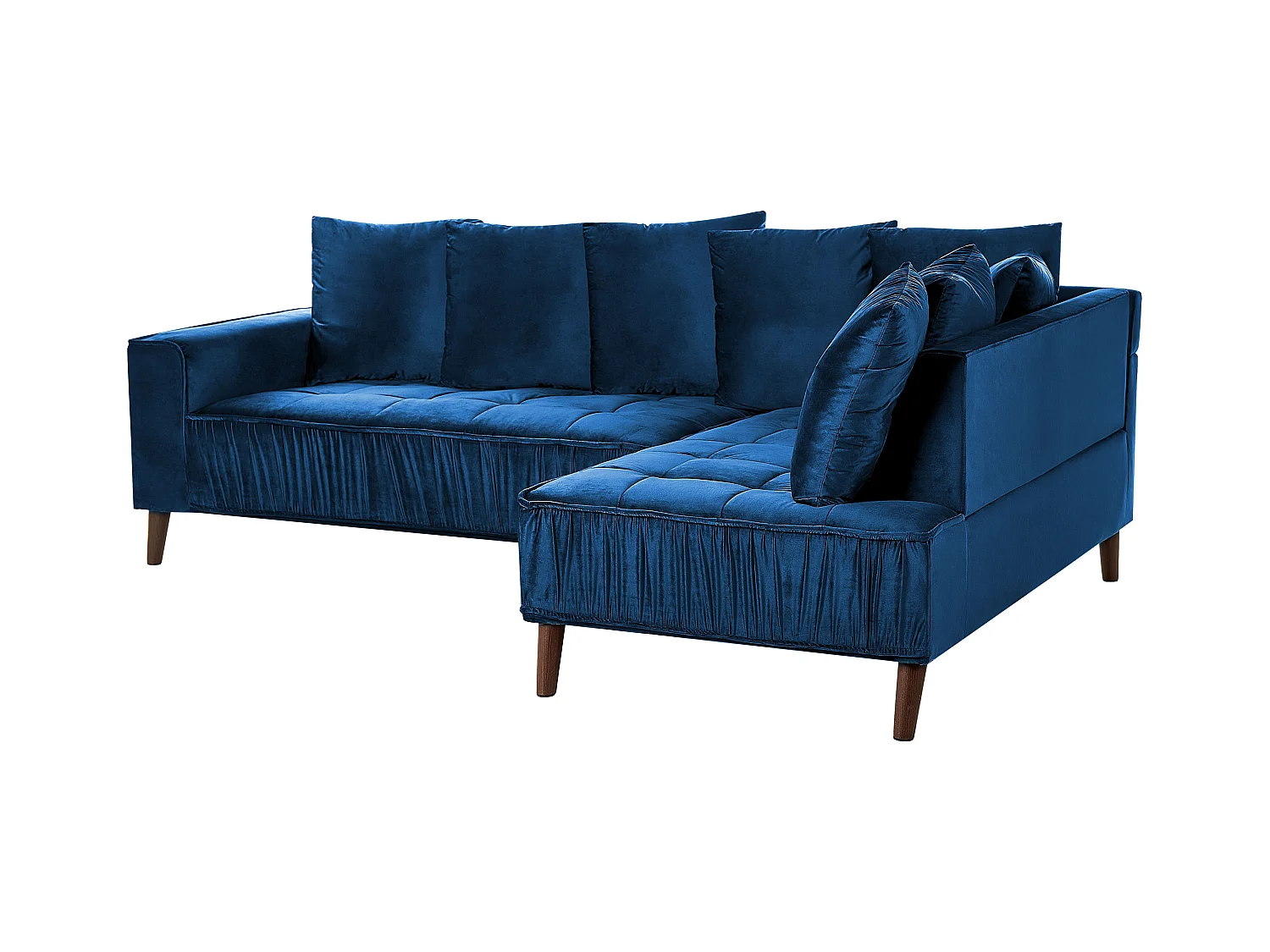 3-Sitzer Ecksofa mit vielen Kissen Samt blau linksseitig Glamour Modern Grena
