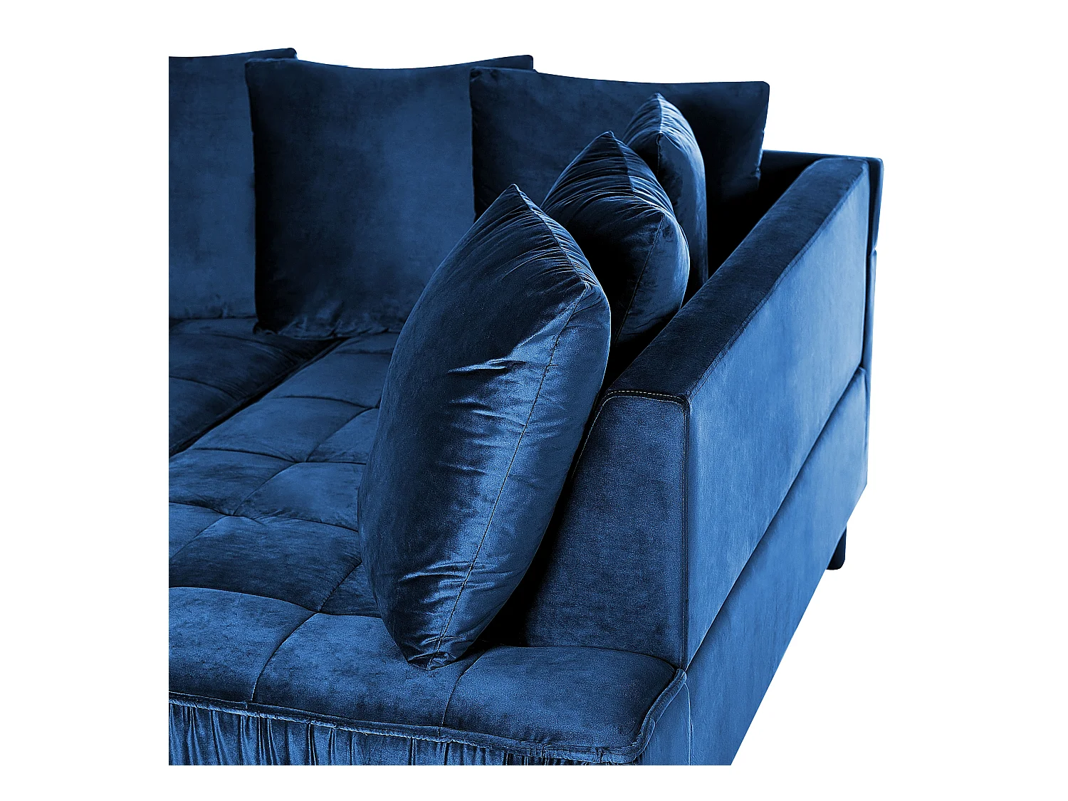 3-Sitzer Ecksofa mit vielen Kissen Samt blau linksseitig Glamour Modern Grena