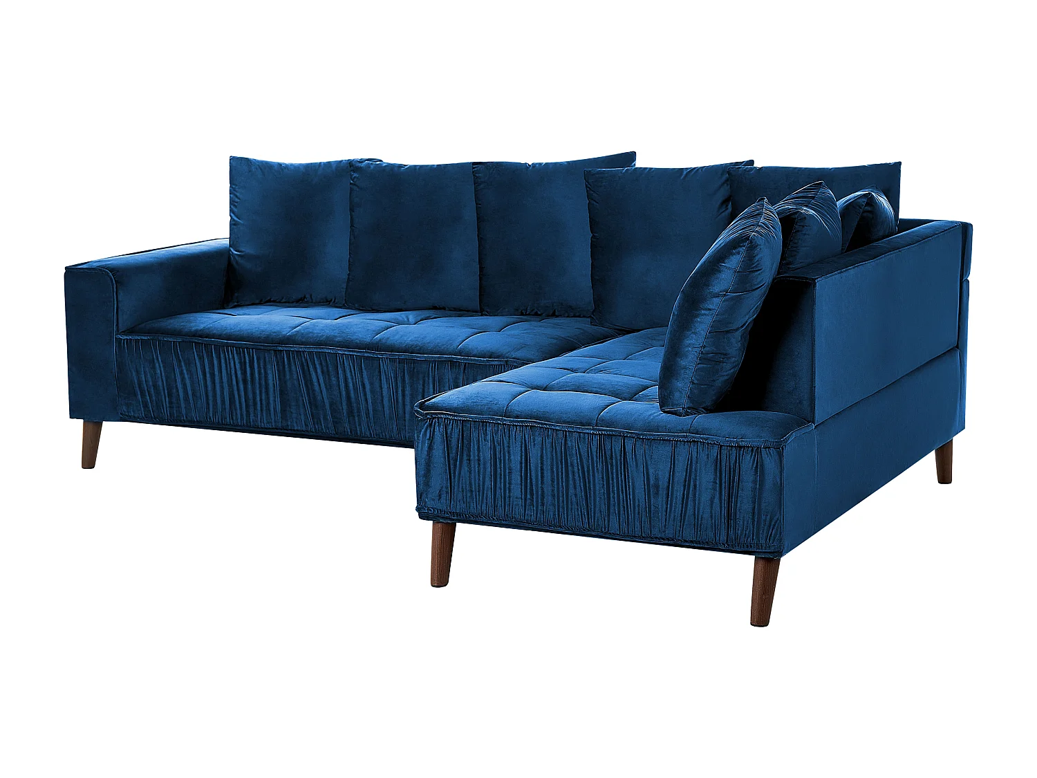 3-Sitzer Ecksofa mit vielen Kissen Samt blau linksseitig Glamour Modern Grena