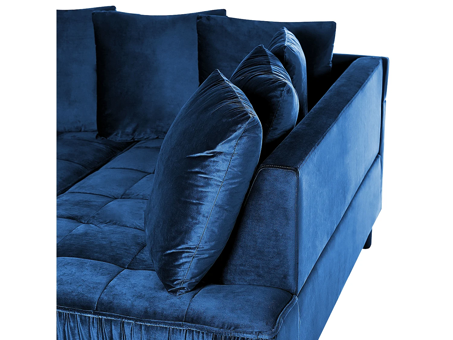 3-Sitzer Ecksofa mit vielen Kissen Samt blau linksseitig Glamour Modern Grena