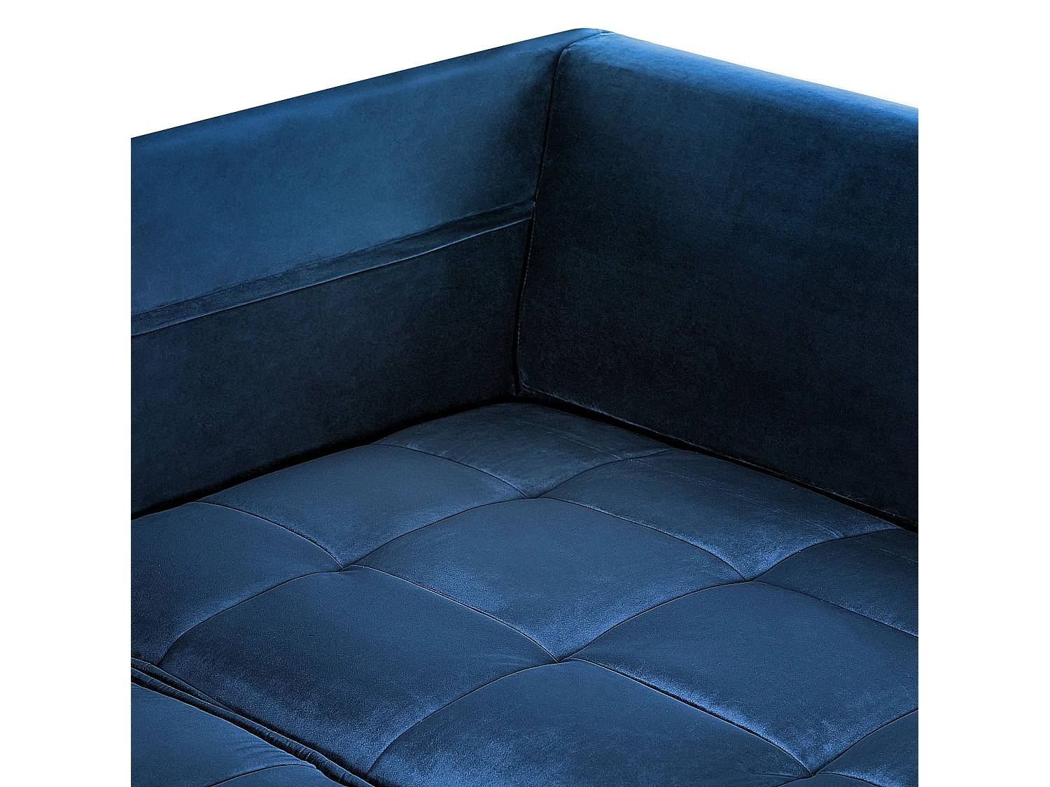 Canapé d'angle GRENA Velours Bleu marine 3 places Côté gauche