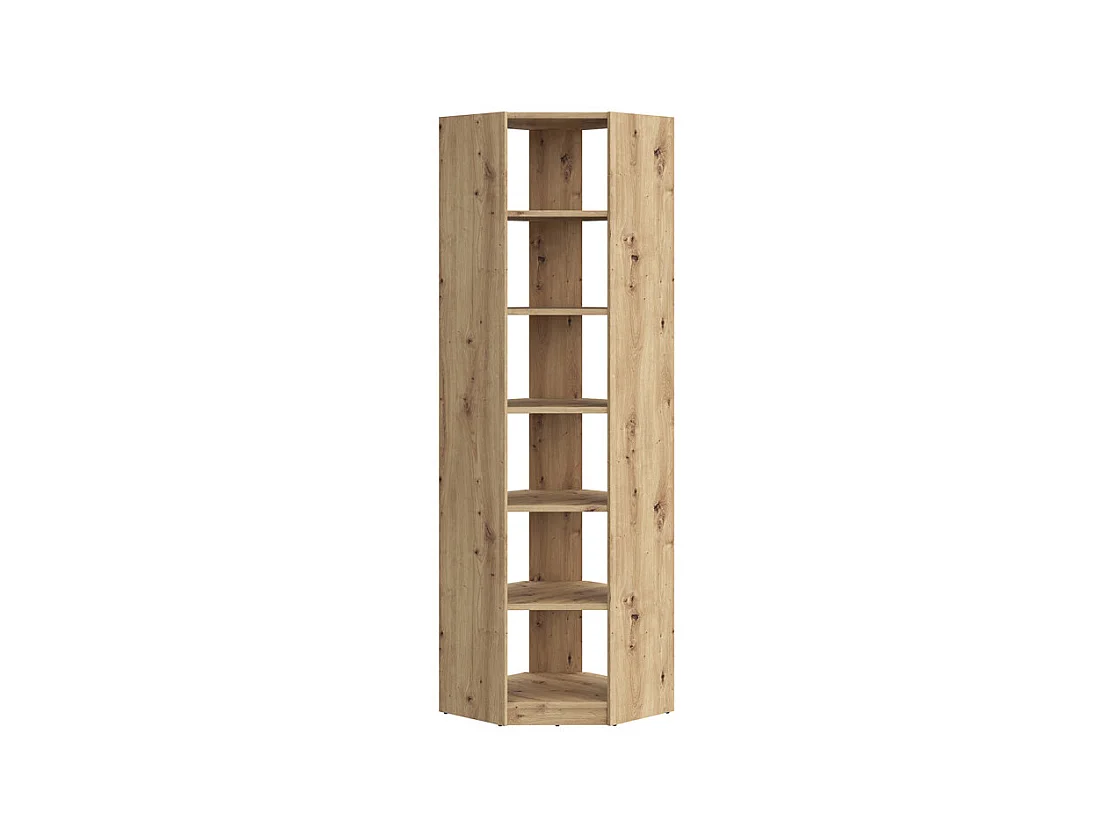 Etagère d'angle 62 x 220 cm 5 tablettes décor chêne rustique - MARIE