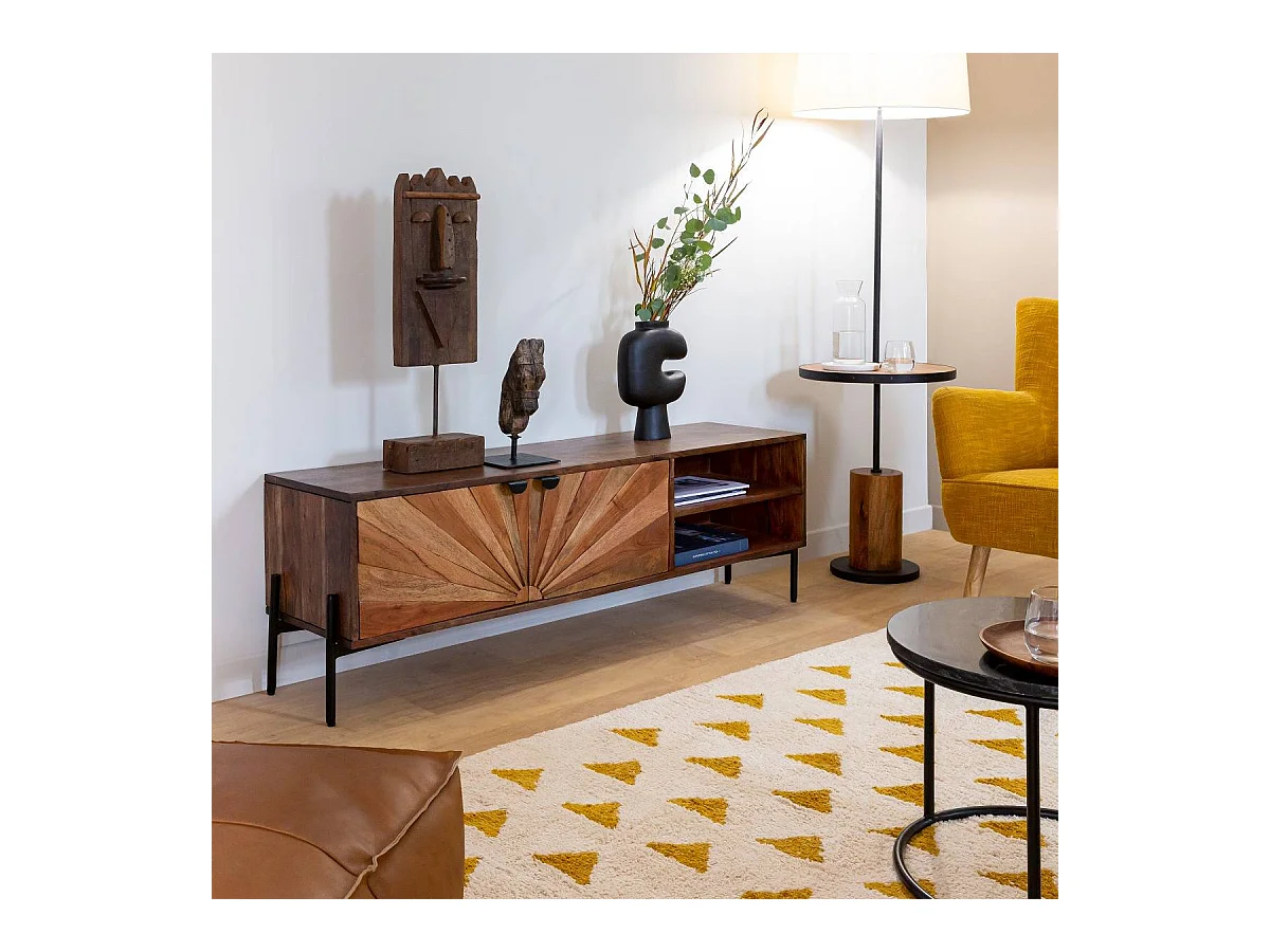 Meuble TV en bois d'acacia Elvira