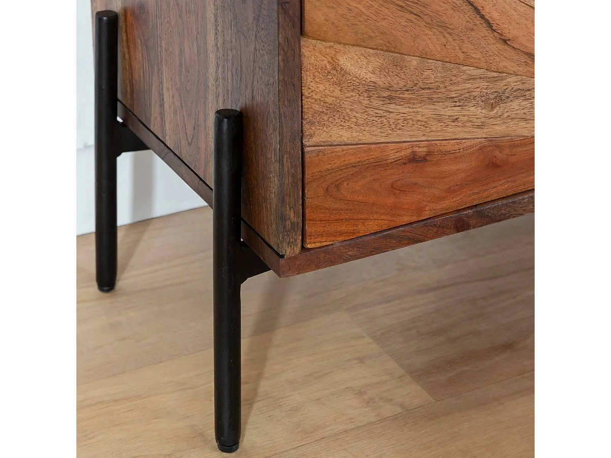 Mueble de TV de madera de acacia Elvira con almacenamiento a la derecha