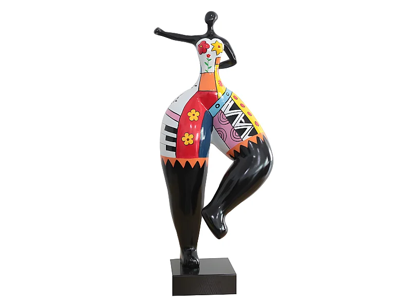 Statue femme bras tendu avec dessins multicolores H68 cm - FRAUEN DRAW