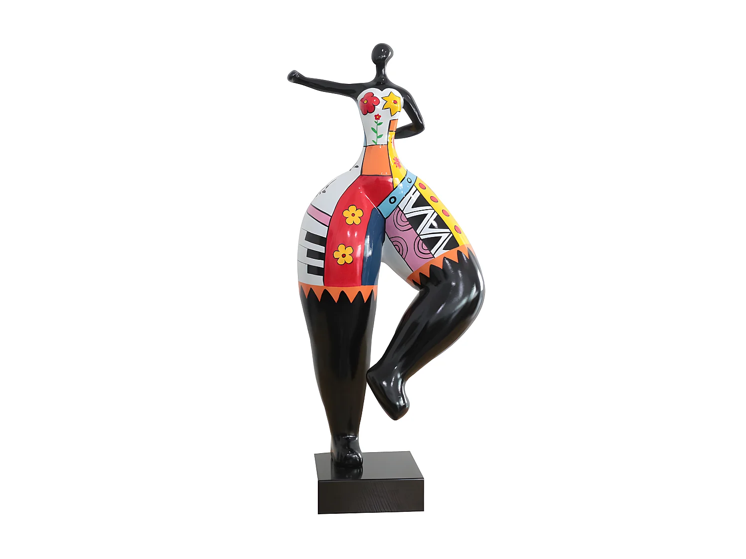 Statue femme bras tendu avec dessins multicolores H68 cm - FRAUEN DRAW