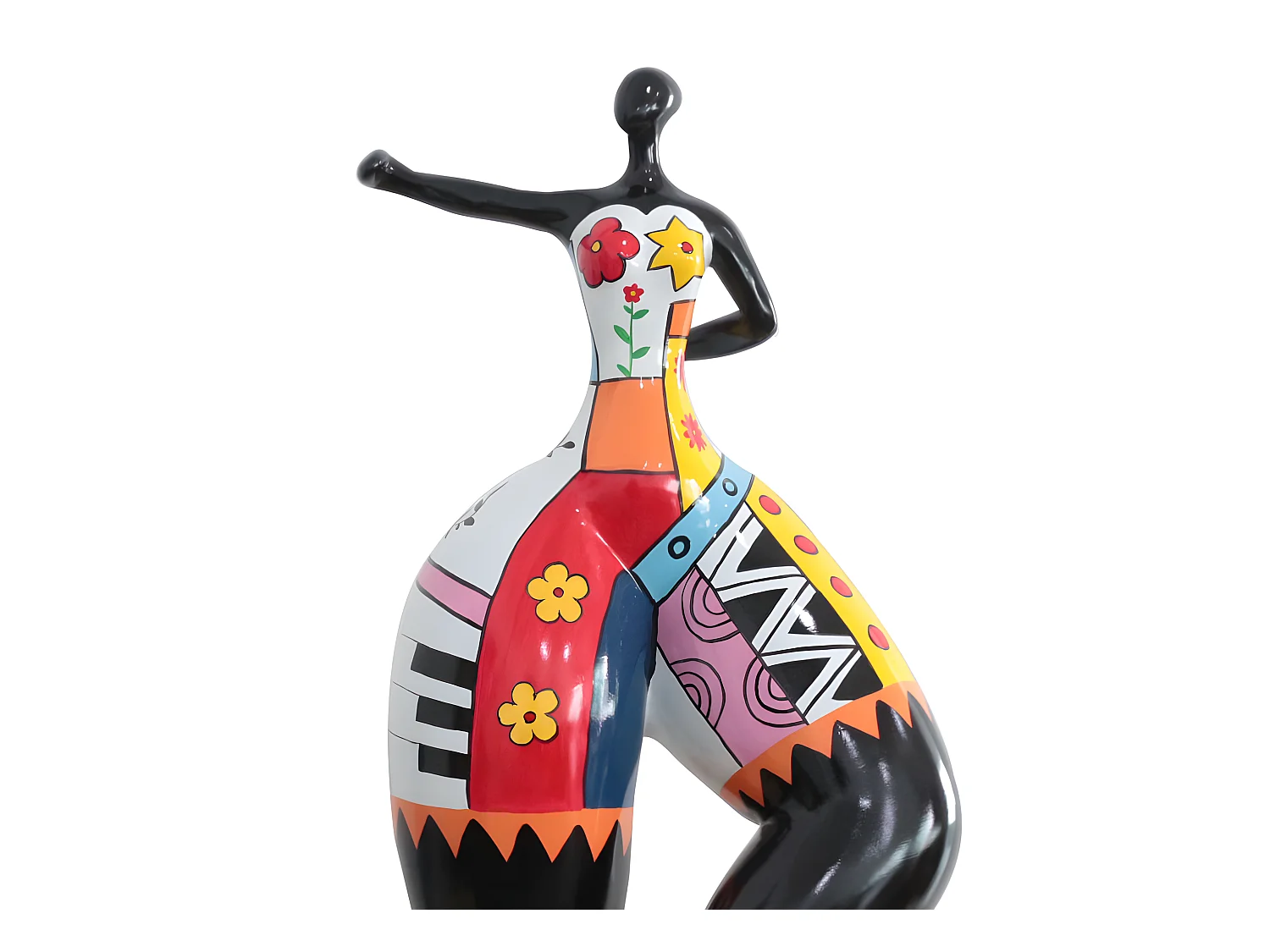 Statue femme bras tendu avec dessins multicolores H68 cm - FRAUEN DRAW