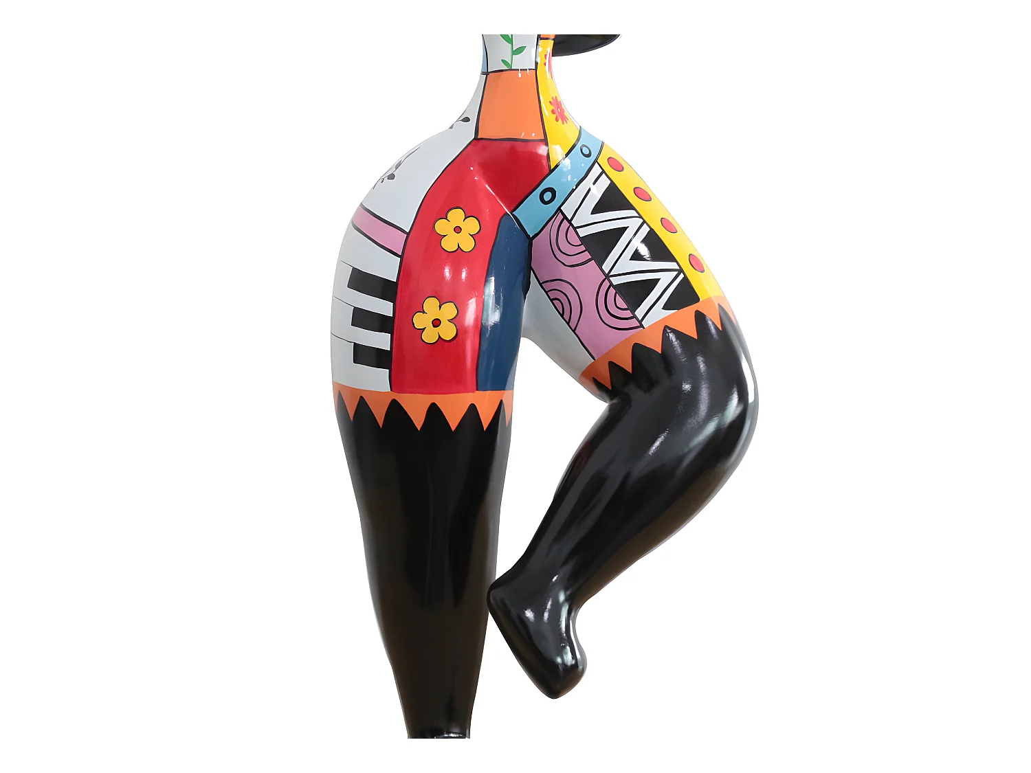 Statue femme bras tendu avec dessins multicolores H68 cm - FRAUEN DRAW