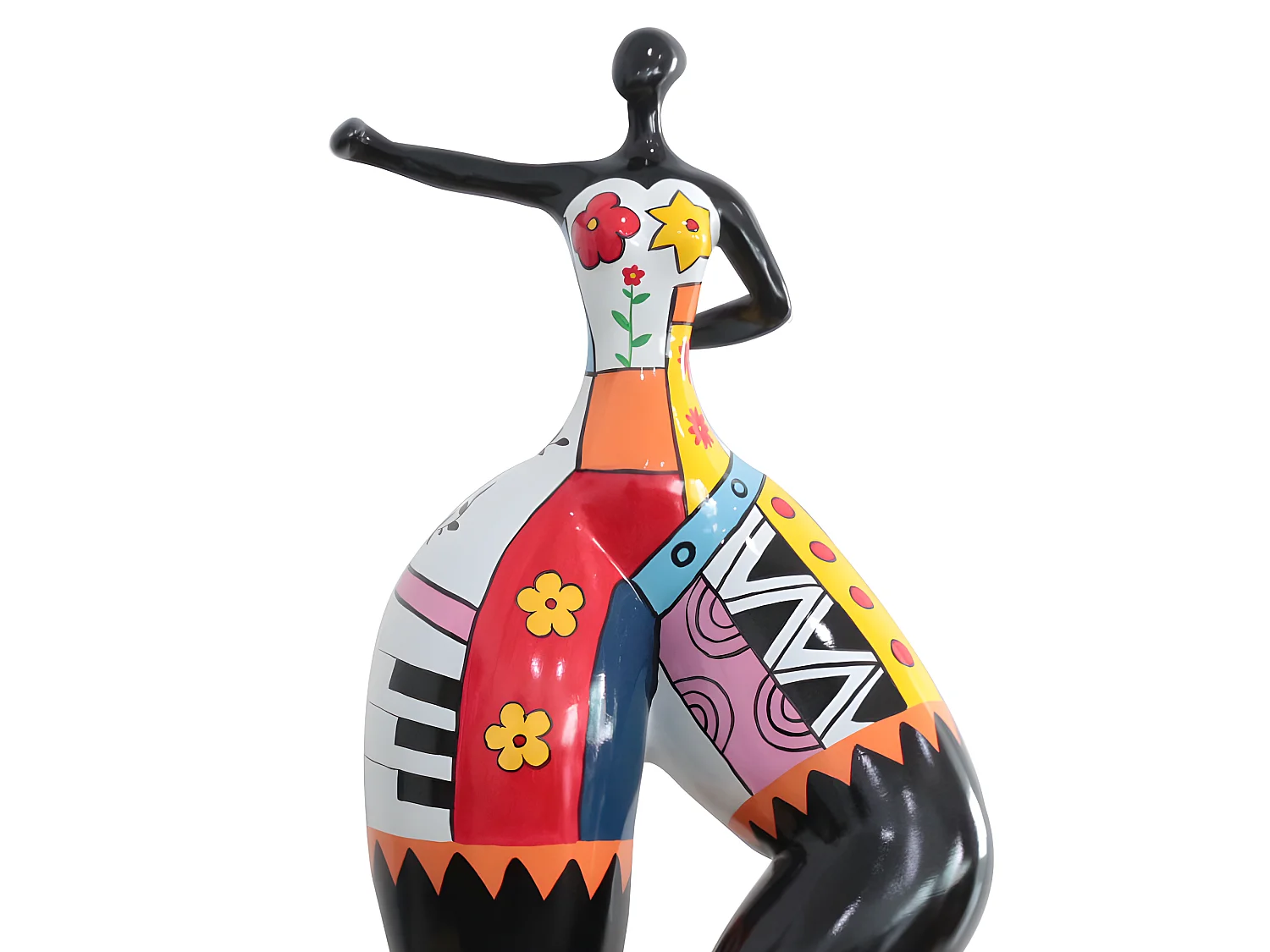 Statue femme bras tendu avec dessins multicolores H68 cm - FRAUEN DRAW