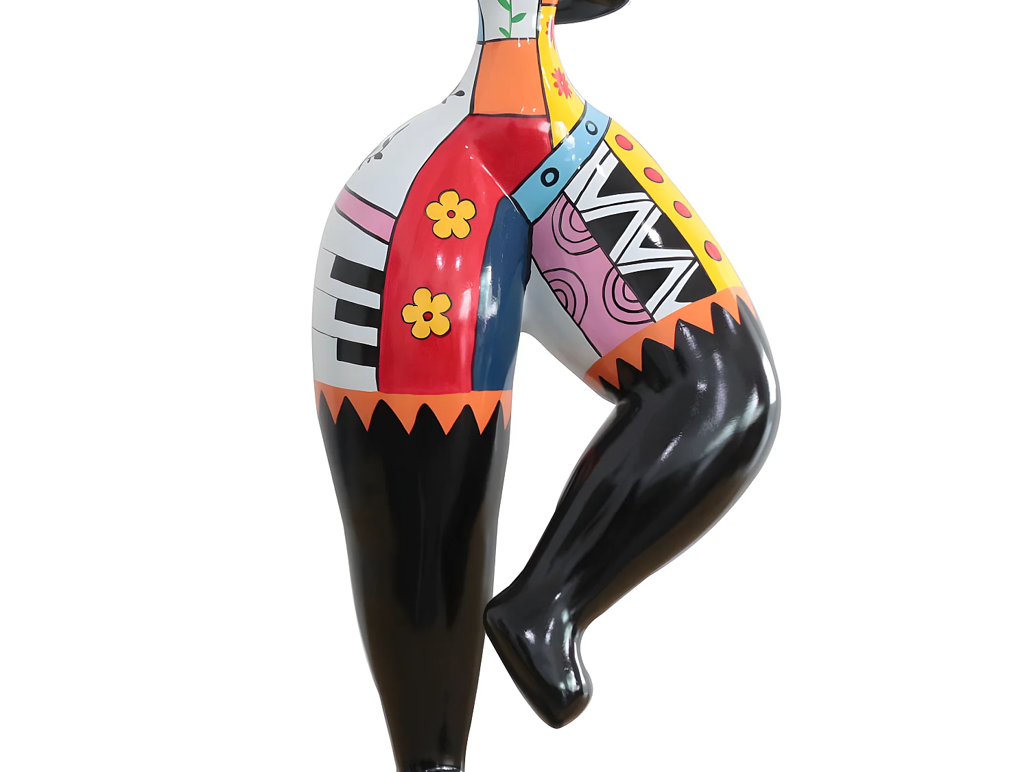 Statue femme bras tendu avec dessins multicolores H68 cm - FRAUEN DRAW