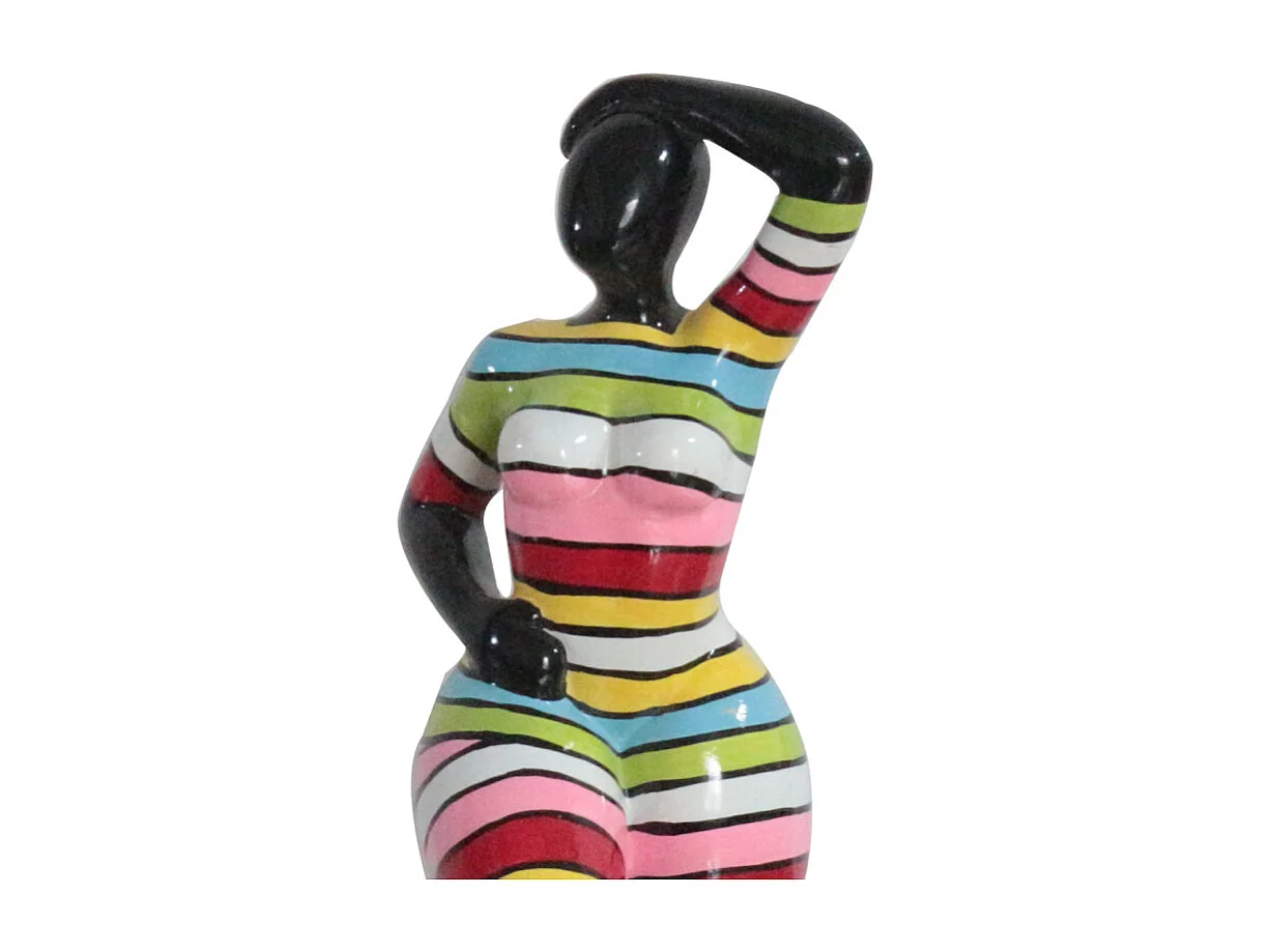 Statue femme pose mannequin rayures multicolores H35 cm - LADY STRIPE