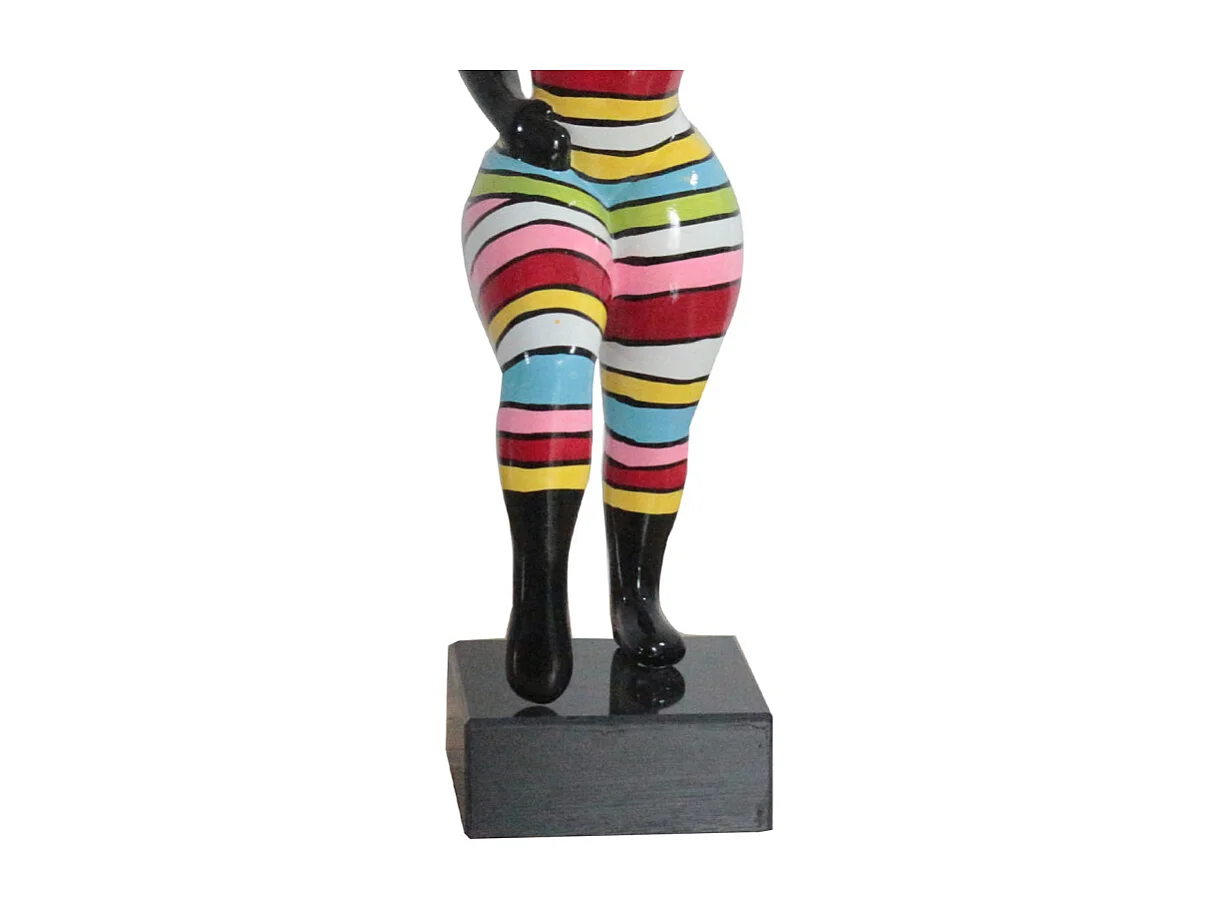 Statue femme pose mannequin rayures multicolores H35 cm - LADY STRIPE