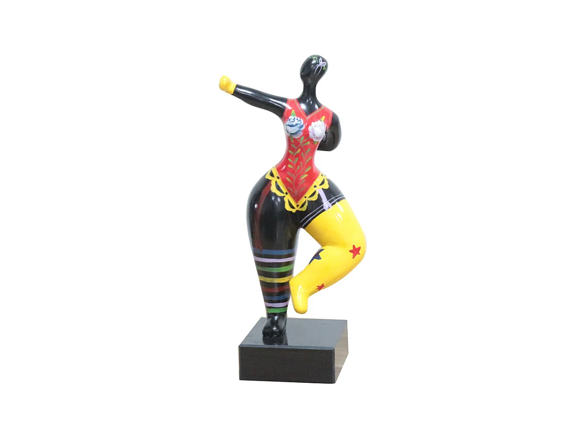 Statue femme bras tendu peintures multicolores H34 cm - FRAUEN CIRCUS