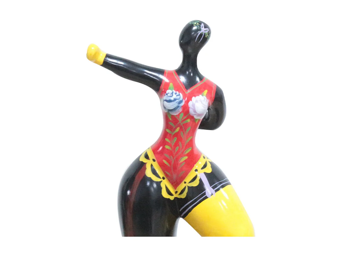 Statue femme bras tendu peintures multicolores H34 cm - FRAUEN CIRCUS