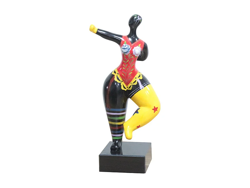 Statue femme bras tendu peintures multicolores H34 cm - FRAUEN CIRCUS