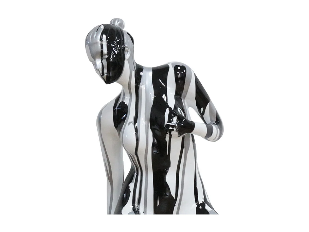 Statue femme tête baissée peintures argentée et noire H58 cm - NOK 02