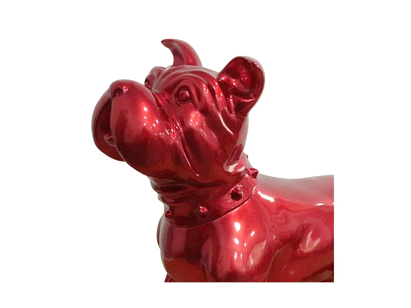 Statue chien staffordshire bull terrier rouge laqué H48 cm - SILVA