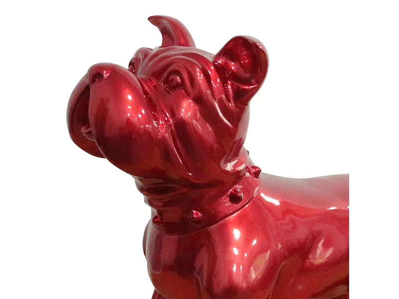 Statue chien staffordshire bull terrier rouge laqué H48 cm - SILVA