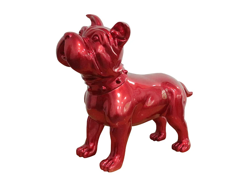 Statue chien staffordshire bull terrier rouge laqué H48 cm - SILVA