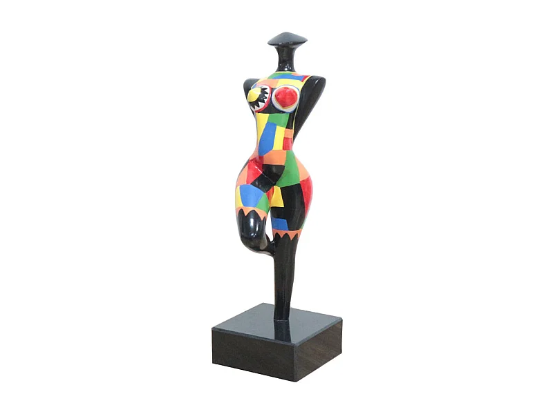 Statue silhouette femme debout avec formes multicolores H34 cm - SHAPE