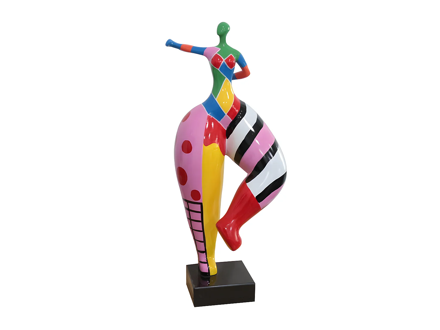 Statue femme bras tendu peintures multicolores H68 cm - FRAUEN HARLEY