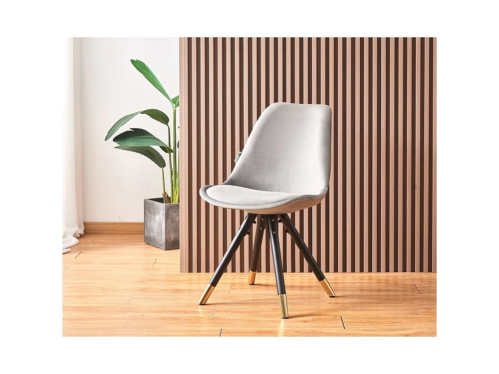 SOFIA ROCCO - Ensemble Table à Manger Coloris Chêne + 6 Chaises en Velours Gris Foncé