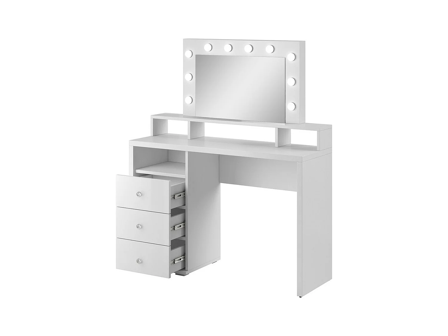 Coiffeuse design avec éclairage intégré collection VERSAILLES coloris blanc finitions brillantes