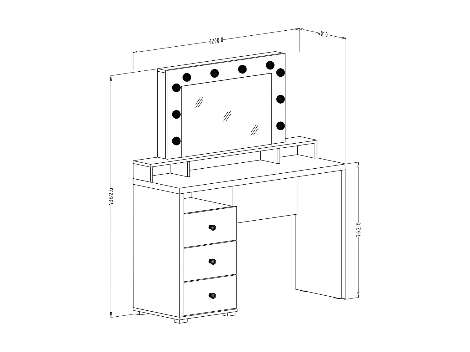 Toeletta design con illuminazione integrata collezione VERSAILLES colore bianco finiture lucide