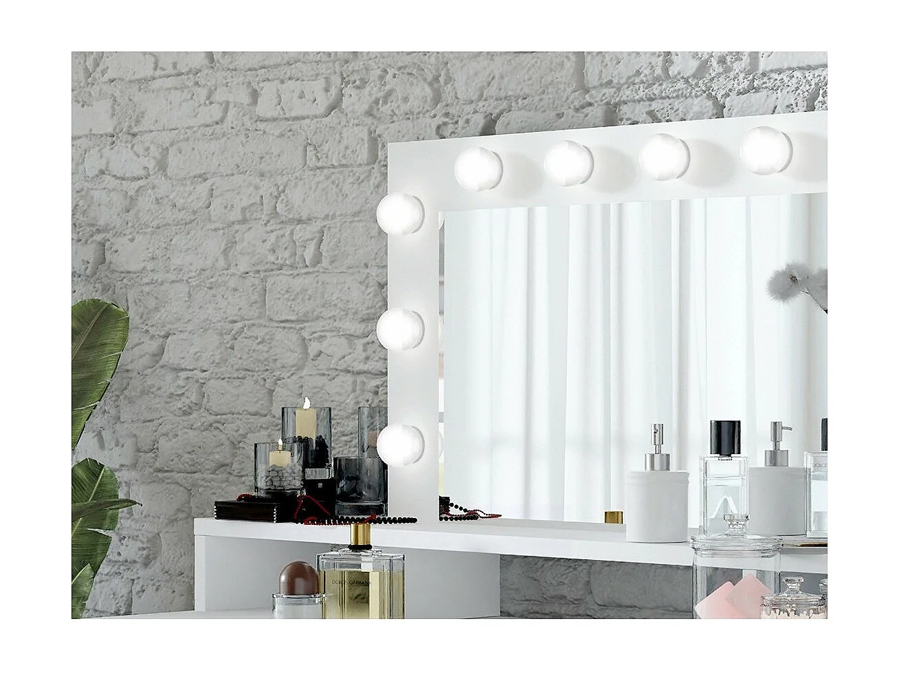 Toeletta design con illuminazione integrata collezione VERSAILLES colore bianco finiture lucide